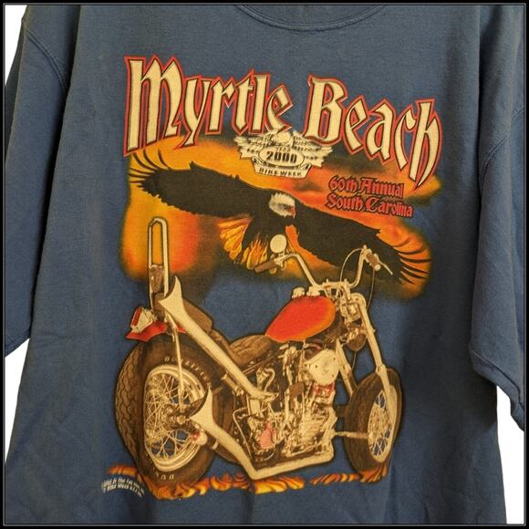 Vintage Y2K Myrtle Beach 60th Motorcycle Bike Rally May 2000 Jake Fat Man Shirt - Picture 3 of 7